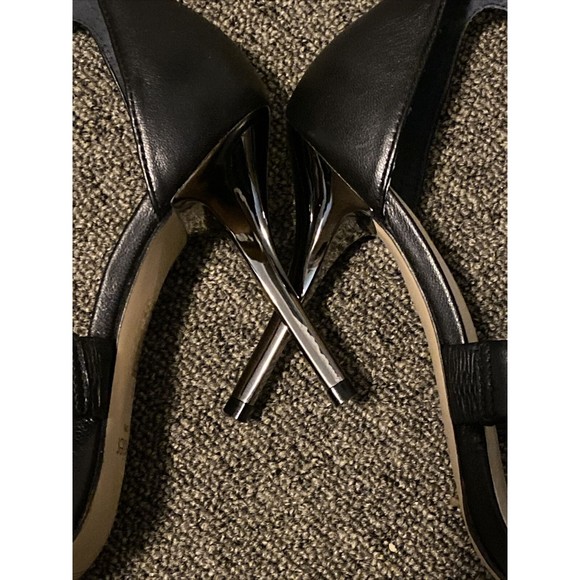 Botkier New York Black Leather Lorri Two Band Ankle Strap Sandals Heels Size 9 - Picture 13 of 16